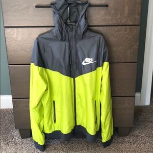 Nike windbreaker, gray and neon, medium